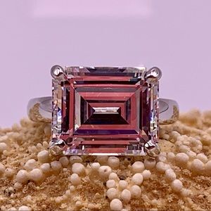 14k White Gold Emerald Cut Engagement Ring